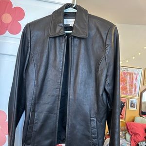 90s Liz Claiborne Black Leather Jacket M